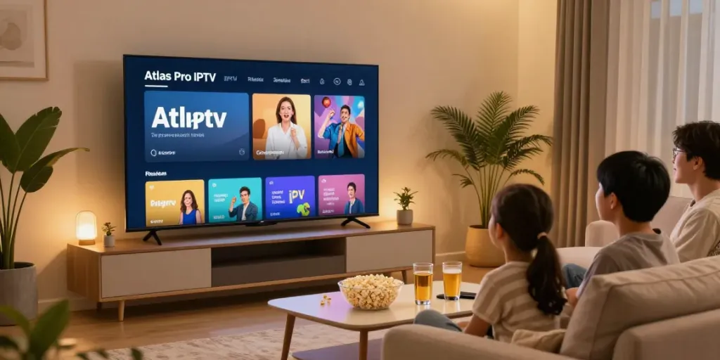 Profitez des chaƮnes et films HD avec Atlas Pro IPTV dans un salon accueillant